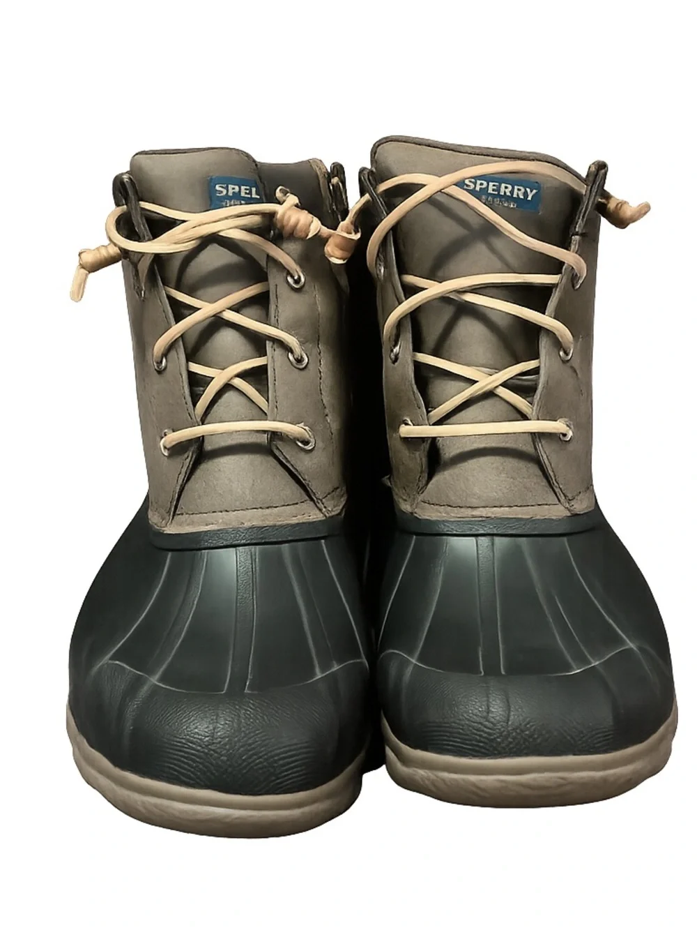 Sperry Two-Tone Waterproof Lace-Up Boots in Olive and Tan